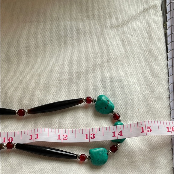 Turquoise and Red Beaded Necklace - Picture 9 of 10